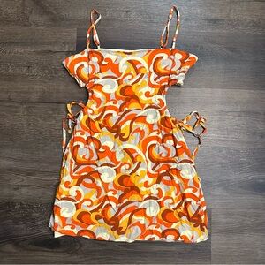 La Hearts Orange and White Swirl Mini Dress